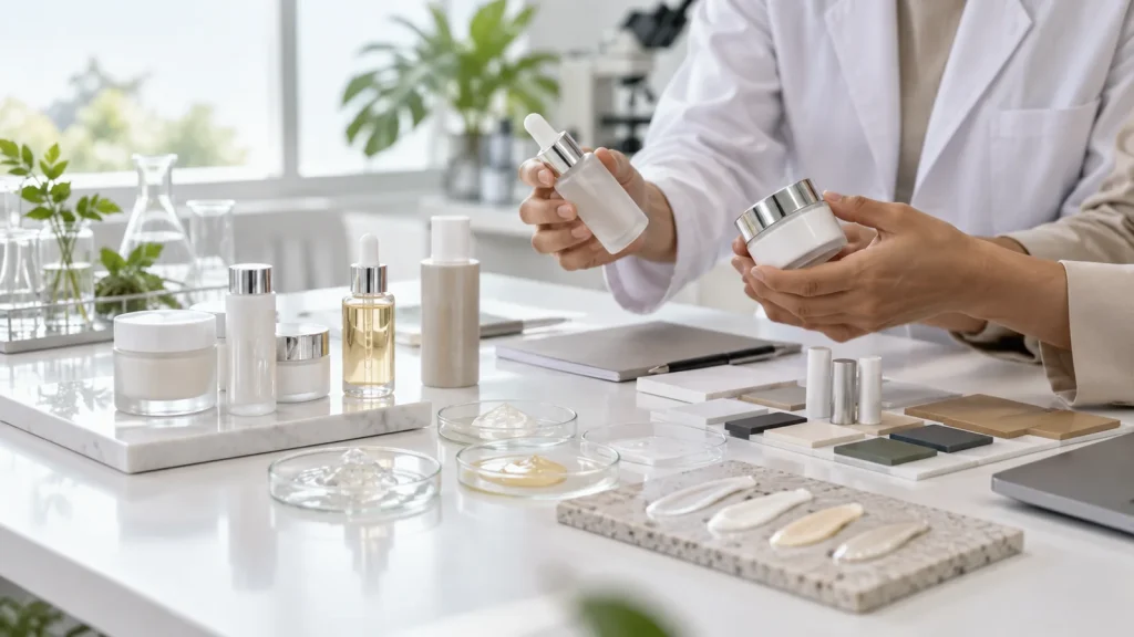 Pengembangan sampel dan kemasan skincare OEM tanpa merek untuk brand Indonesia